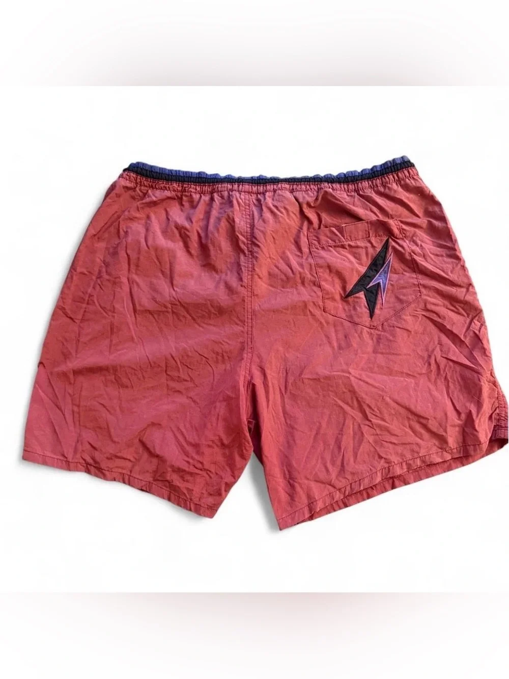 Vintage 80s/90s Speedo Nylon Swim Trunks Retro Geometric Patch Mesh Lined Board